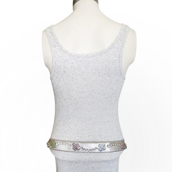 B.B. SIMON Crayola leather Swarovski Crystal silver bling statement belt Size XL - Picture 3 of 10
